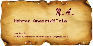 Mahrer Anasztázia névjegykártya